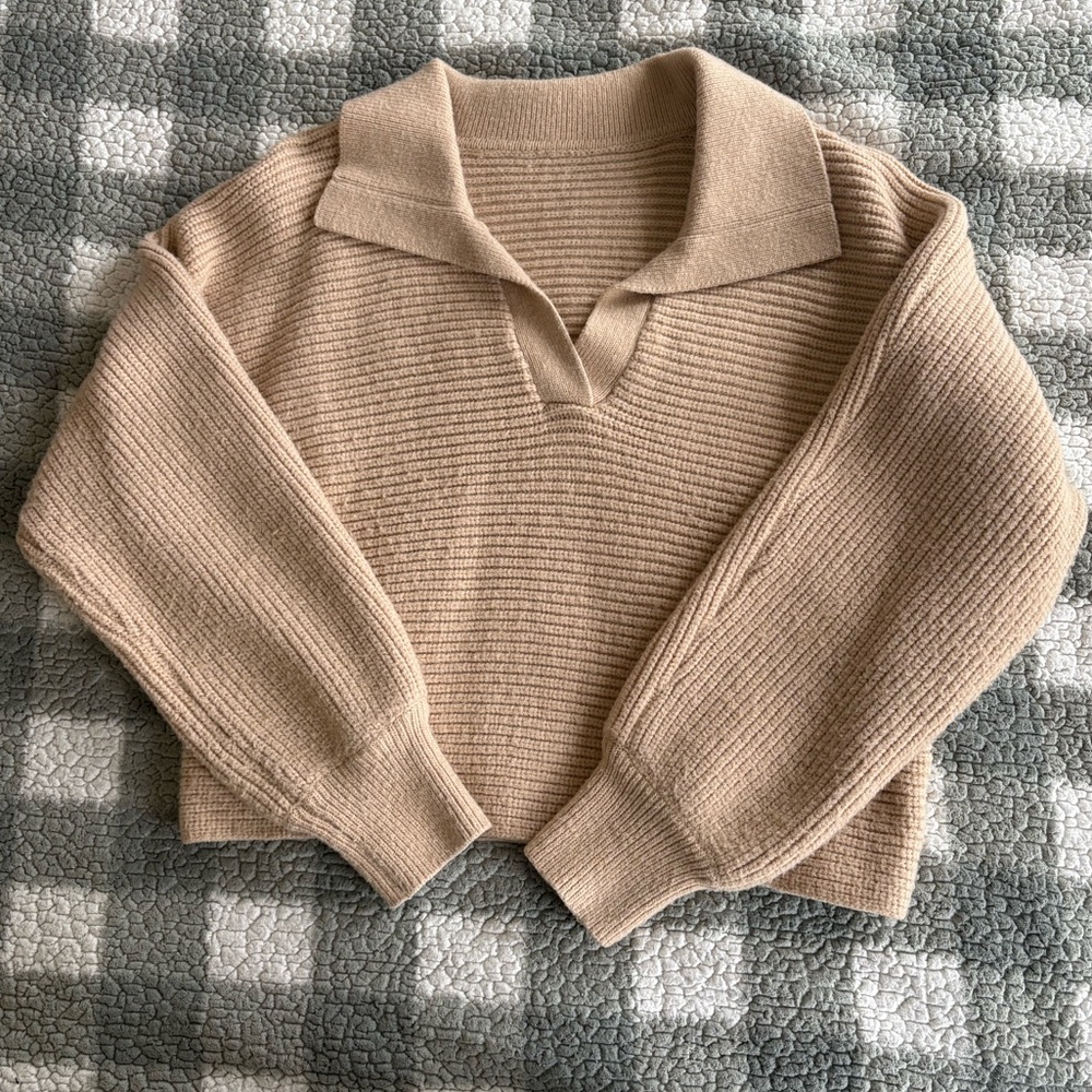Amazon Tan V-Neck Women's Sweater